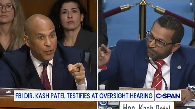 Sen. Cory Booker to FBI Director Kash Patel: "I believe you have made our country weaker and less safe. I believe that we are more vulnerable to a major event...I think you're not going to be around long. I think this might be your last oversight hearing..."