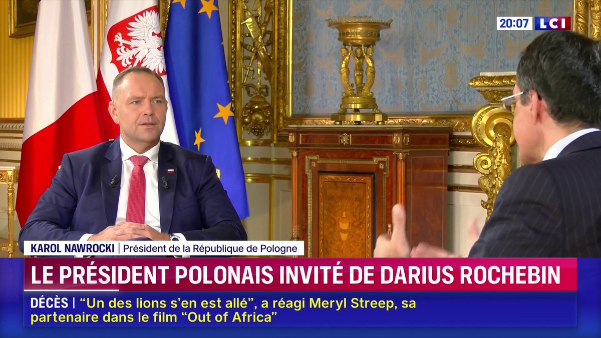 🗣️ "Il nous faut soutenir la seule personne qui est capable de négocier avec Vladimir Poutine pour trouver une solution. Et cette personne, c'est le président des Etats-Unis d'Amérique, Donald Trump. La plus grande puissance au sein de l'OTAN" : Karol Nawrocki 📺 Darius Rochebin