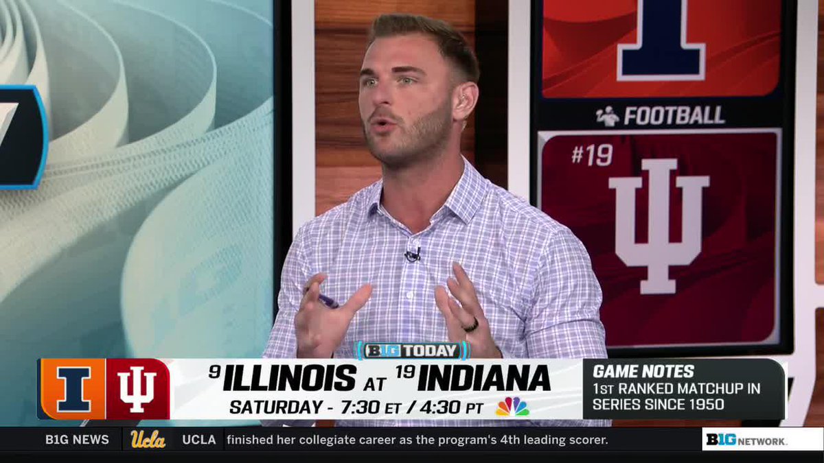 "Illinois against Indiana as effectively a play-in, a mock playoff game!" Key things to know for Saturday’s B1G top-25 matchup between No. 9 Illinois Football and No. 19 Indiana Football, per Jake Butt 👇 #B1GToday