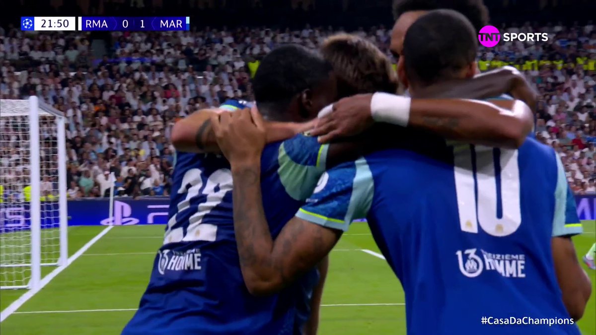 O vacilo de Arda Güler e o gol de Weah. Real Madrid 0x1 Olympique de Marseille no Santiago Bernabéu. 🎥 TNT Sports BR