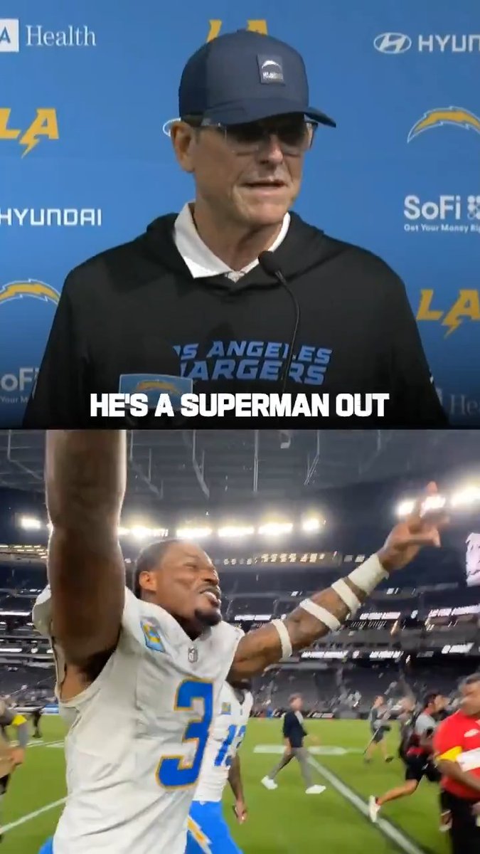 "The best safety I've ever seen in the history of the National Football League." Jim Harbaugh has some high praise for Derwin James 🤩 Los Angeles Chargers