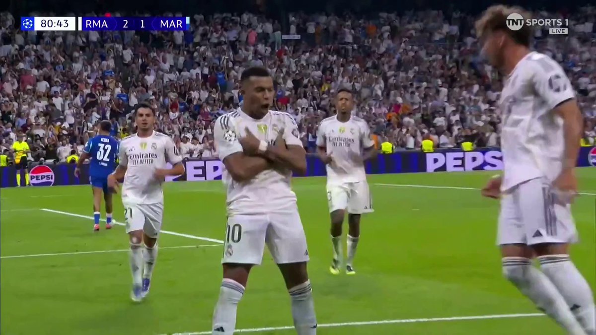 Kylian Mbappe steps up once again from the spot to give Real Madrid the lead against Marseille ✨