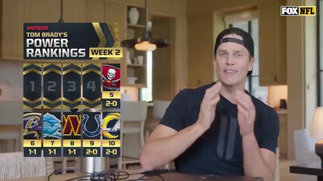Teams are on the move in Tom Brady’s Week 2 Power Rankings 👀📈📉