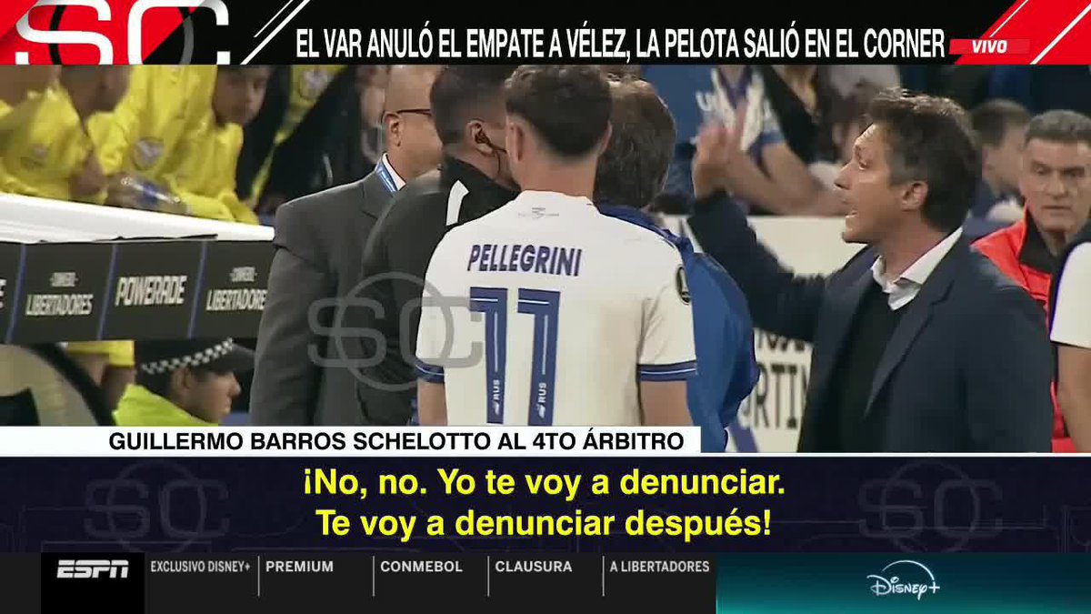 "YO TE VOY A DENUNCIAR DESPUES" ▶️ Guillermo Barros Schelotto, tras la decisión del VAR de anular el empate de #Vélez Sarsfield
