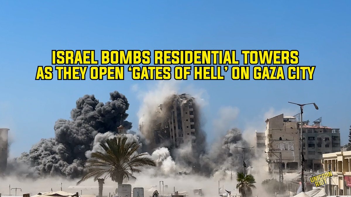 Israel Bombs Residential Towers, Unleashes ‘Gates of Hell’ on Gaza City Despite killing dozens of Palestinian civilians daily, being internationally condemned over assassinating ceasefire negotiators in Qatar, and facing isolation, Israel continues its Western-backed genocidal acts in Gaza and the occupied West Bank. Israeli Prime Minister Benjamin Netanyahu threatened Gaza City’s nearly 1.3 million residents to leave the city or face death as Israel unleashes explosive-laden robots and its forces level high-rise towers. Some reports note that up to 40% of the residents have recently fled south, while many others are staying in the city, fearing they’ll never be able to return if they leave.
