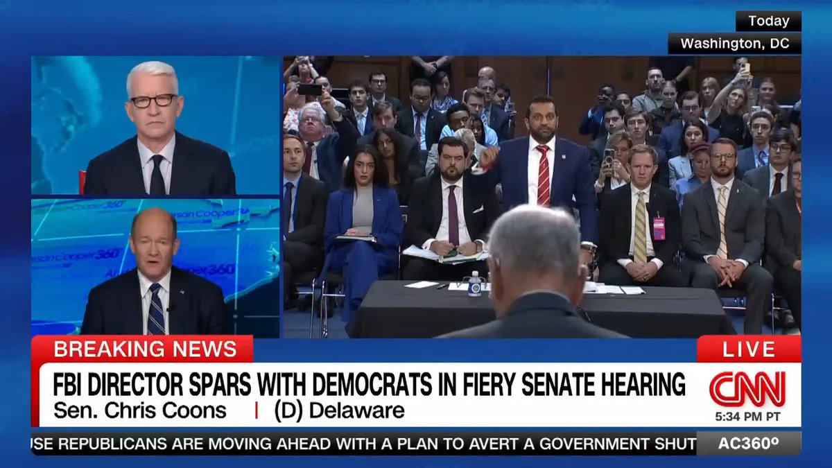 "He was testifying, really, for an audience of one - President Trump": Democratic Senator Chris Coons of Delaware talks about FBI Director Kash Patel's combative appearance before the Senate Judiciary Committee.