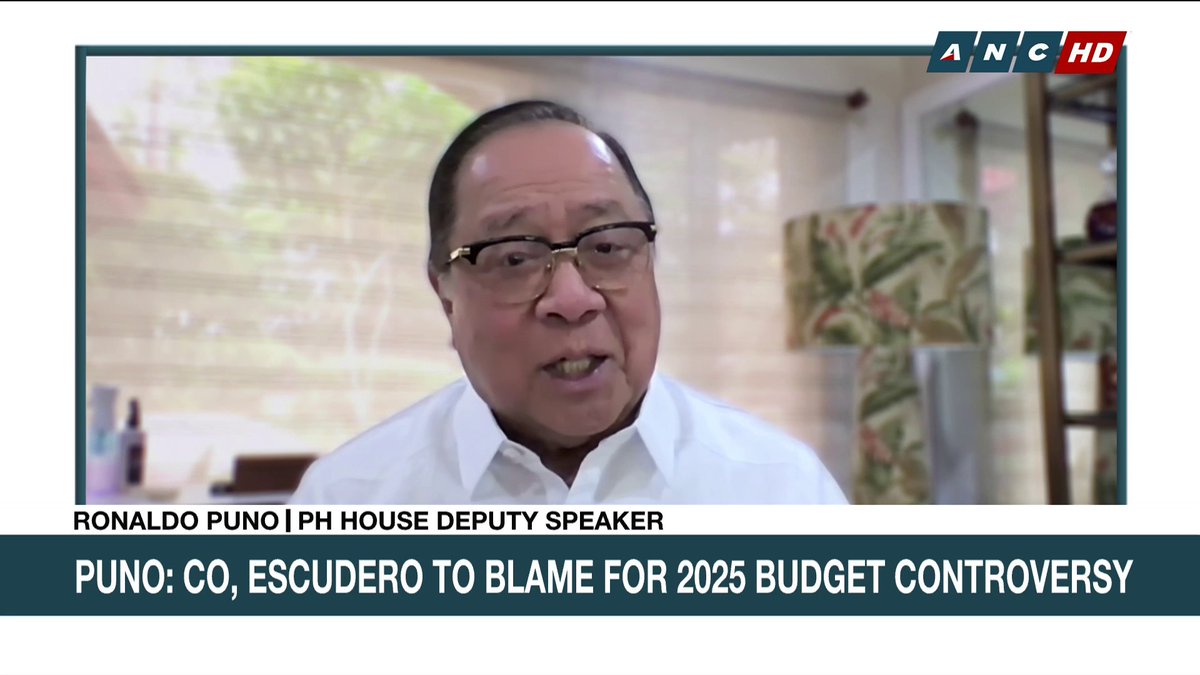 Rep. Ronaldo Puno blames Rep. Zaldy Co and Sen. Francis Escudero for the 2025 budget controversy. He claims Speaker Martin Romualdez and ex-Sen. Grace Poe were unable to attend the 4-member panel meeting with Co and Escudero, where insertions were allegedly made. #ANCHeadstart