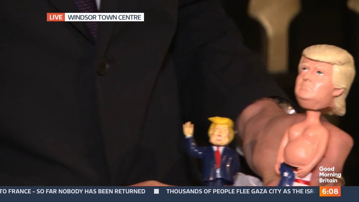 Four people have been arrested after pictures of Donald Trump and convicted paedophile Jeffrey Epstein were projected onto Windsor Castle. More demonstrations are planned today. @nickdixonitv has the latest.