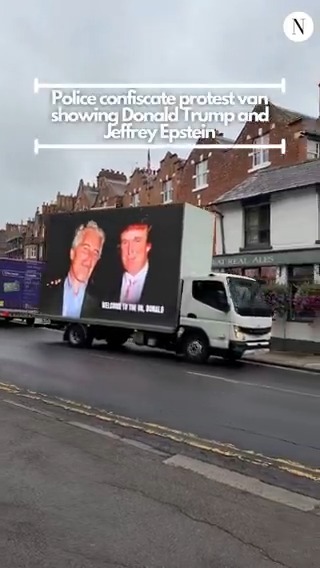 🚨Watch as police confiscate van showing Jeffrey Epstein and Donald Trump in Windsor amid the US president's state visit