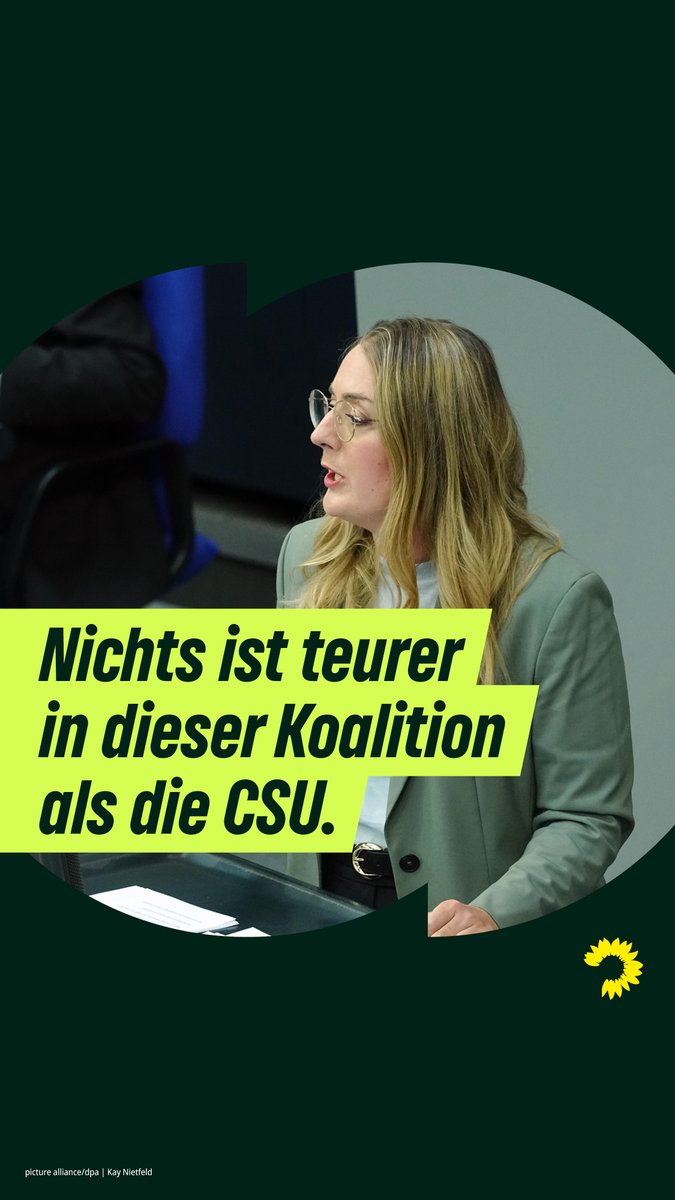 Das teuerste in diesem Land ist die CSU. Leider verhindern deren teuren Wahlgeschenke sinnvolle Investitionen. Die Menschen warten darauf, dass das Geld aus dem Sondervermögen bei ihnen ankommt. Schwarzrot muss endlich sinnvoll in Wirtschaft &amp; in die Menschen im Land investieren!