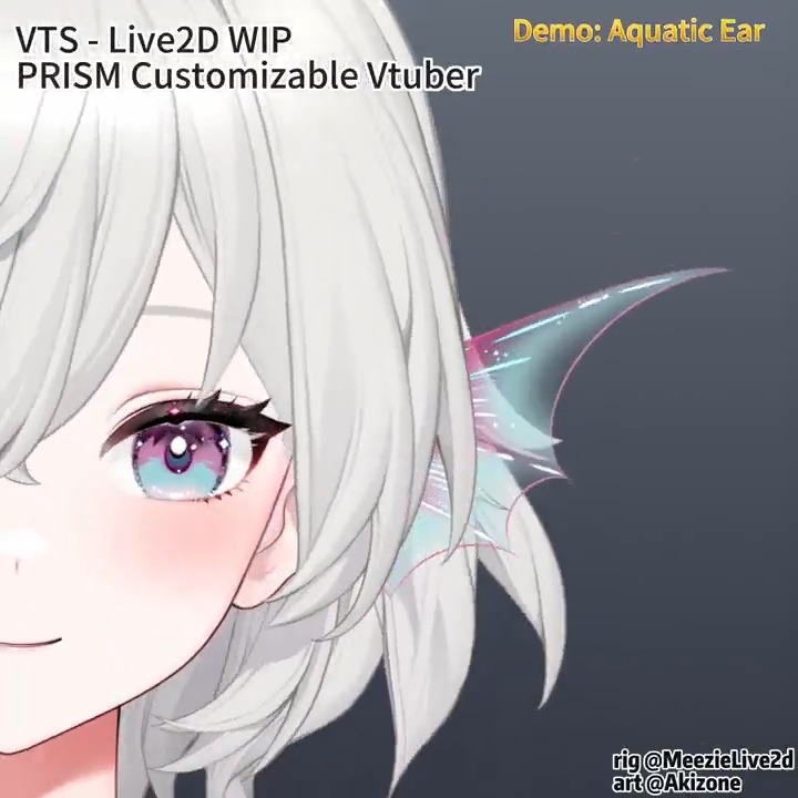 A quick leak of the aquatic ear of our Customizable Vtuber Model! All of our ears can be reactive to blink and facial expression~😆