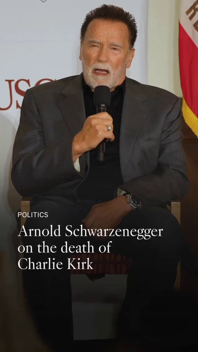 Arnold Schwarzenegger comments on Charlie Kirk - "I'm very upset someones life was take because they have a different opinion."