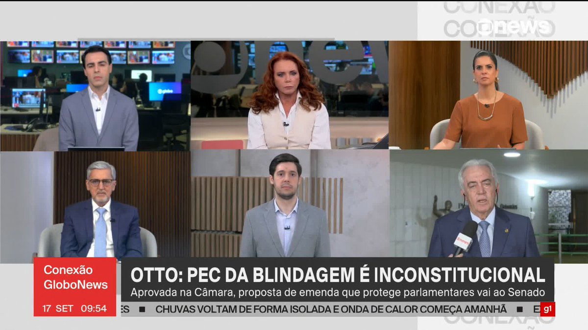 Questionado se PEC da Blindagem é porta aberta para organizações criminosas se infiltrarem no Legislativo, senador Otto Alencar, presidente da CCJ do Senado, diz: ‘Sem dúvida nenhuma’. #ConexãoGloboNews ➡️ Assista à #GloboNews: