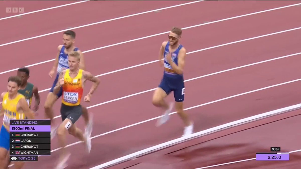 "It's terrible for Josh Kerr" 😩 The defending champion looks to pick up an injury on the penultimate lap of the men's 1500m.