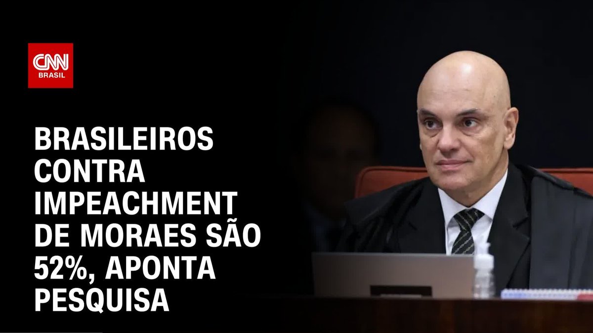 Quaest: Brasileiros contra impeachment de Moraes são 52%; assista #LiveCNNBrasil