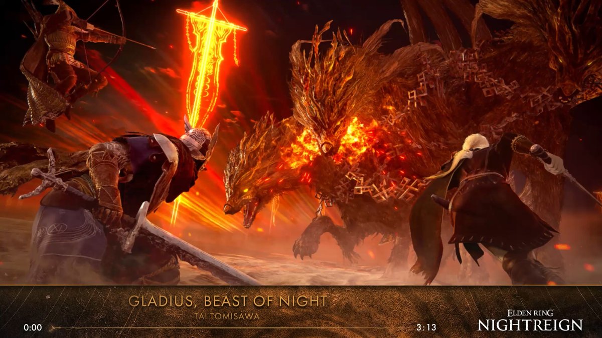 A lament for a world undone. A hymn to battles fought in the encroaching dark. Let the echoes of your deeds accompany your journey. The official #ELDENRING #NIGHTREIGN soundtrack is now available on streaming platforms: