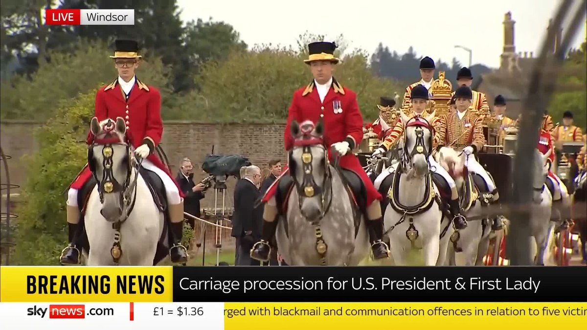 Trump being taken for a golden carriage ride to nowhere around the grounds of Windsor Castle, like humouring a massive toddler.