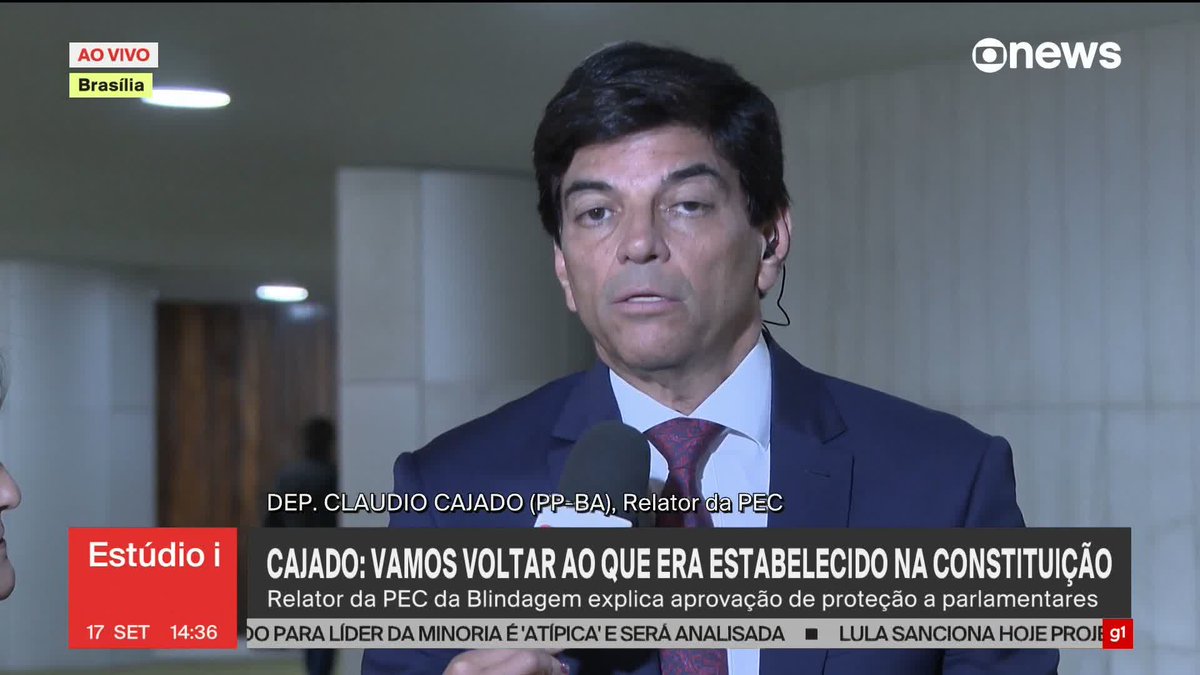 “O voto secreto dá a condição da consciência de cada um poder exercer como os eleitores fazem pra nos colocar aqui”, diz deputado Claudio Cajado (PP-BA), relator da PEC da Blindagem. #Estúdioi ➡️ Assista à #GloboNews: