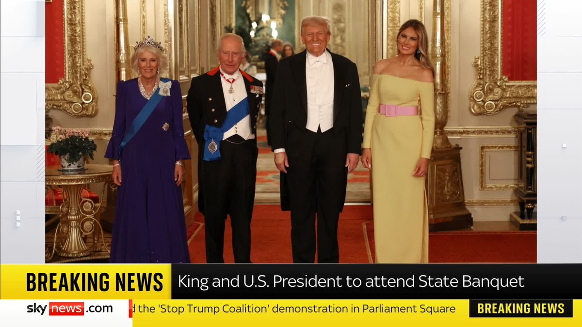 Queen Camilla, King Charles, Donald Trump, and Melania Trump have been pictured attending the State Banquet 👑 📺 Sky 501, Virgin 602, Freeview 233 and YouTube