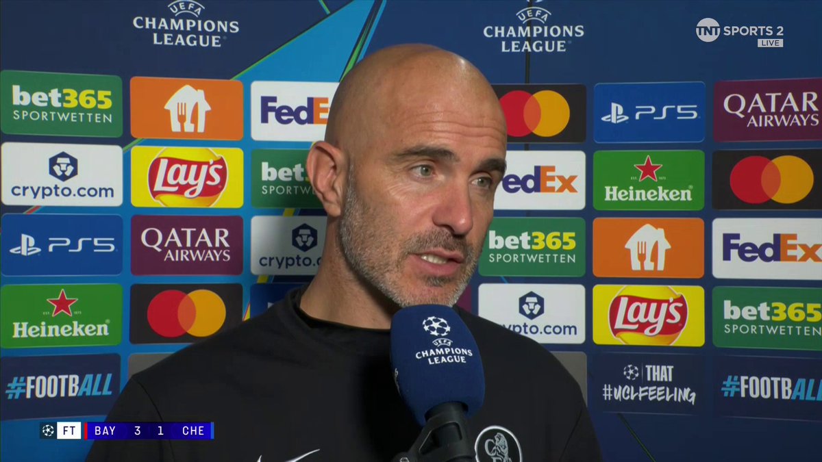 "We can learn a lot from this game" Enzo Maresca reacts to a tough 3-1 loss to Bayern Munich and praises his team for a good performance... 🎙️ Becky Ives 📺 TNT Sports &amp; discovery+ UK