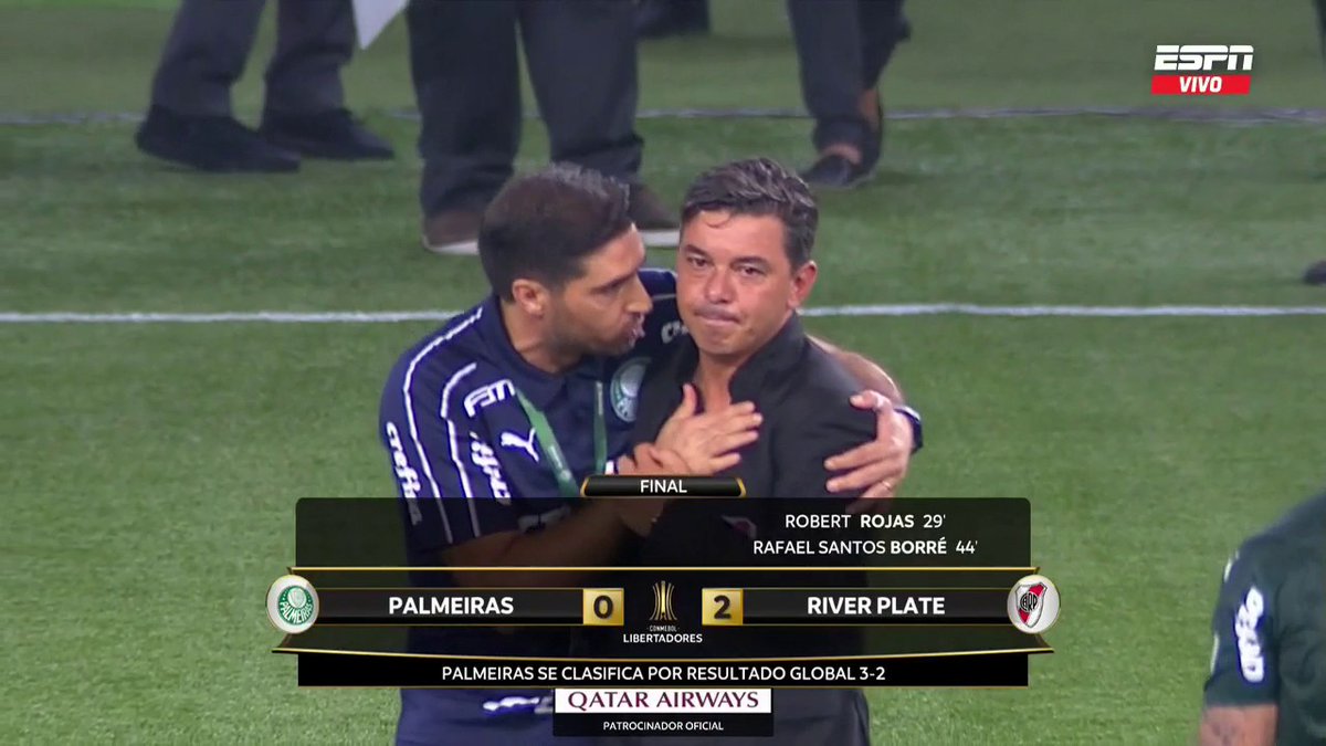 Encima Gallardo se va a tener que bancar que Abel Ferreira lo vuelva a abrazar