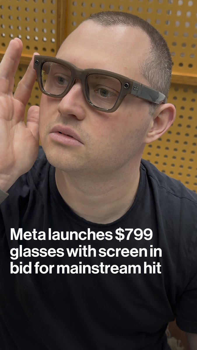 Meta launches $799 Ray-Ban smart glasses with a screen, aiming to start replacing your smartphone. Mark Gurman tests out some of the company’s newest AI glasses
