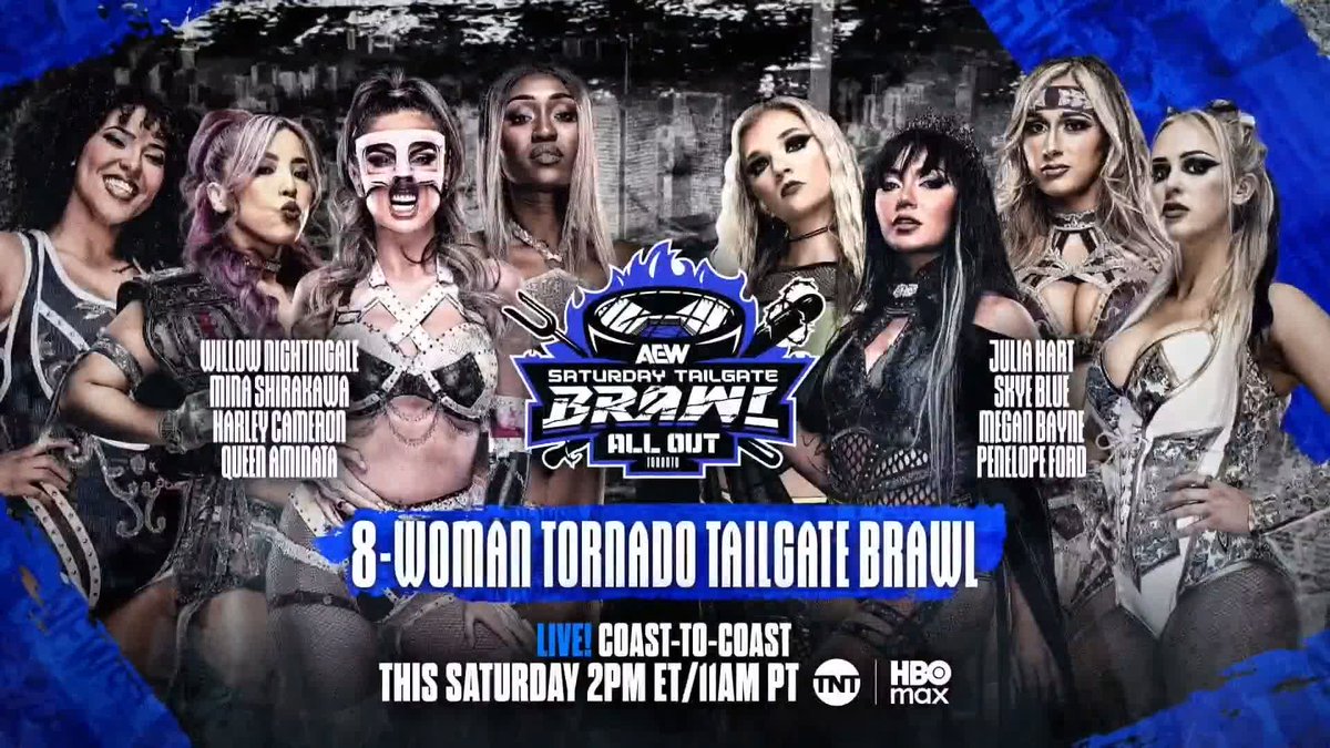 It's a Saturday Tailgate Brawl on TNT &amp; HBO Max! Willow Nightingale, Mina Shirakawa♡白川未奈, Harley Cameron Queen Aminata クィーンアミナタ battle julia hart, Skye Blue, MEGAN BAYNE ⚡️ メーガン・ベイン &amp; Penelope Ford! ▶️ THIS SATURDAY 2pm ET/11am PT on TNT &amp; HBO Max! Watch #SeptembertoRemember LIVE on TBS &amp; HBO Max