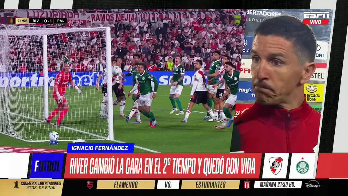 "TENEMOS CON QUE IR A GANARLO A BRASIL" Nacho Fernández tras la derrota de River ante Palmeiras en el Más Monumental. 📺 #ESPNF10 | #DisneyPlus Plan Premium