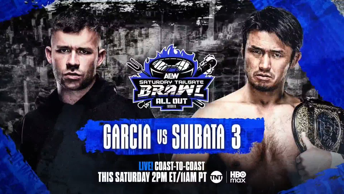 At the Saturday Tailgate Brawl, it’s Garcia vs. Shibata III as Daniel Garcia of the Death Riders faces #AEW World Trios Champion 柴田勝頼 / Katsuyori Shibata in the rubber match! Watch #SeptembertoRemember LIVE on TBS &amp; HBO Max