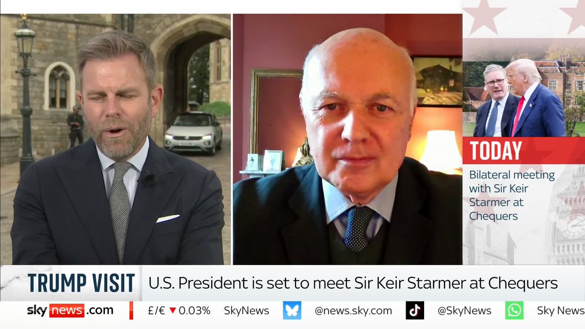 🗣️ "We need to have our greatest ally alongside us" Former Conservative Party Leader Sir Iain Duncan Smith speaks to Sky's Matt Barbet ahead of Starmer and Trump's news conference at Chequers. 👇🏼 📺 Sky 501, Virgin 602, Freeview 233 and YouTube
