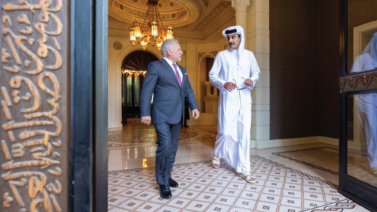 من استقبال جلالة الملك عبدالله الثاني لسمو الشيخ تميم بن حمد آل ثاني أمير دولة #قطر خلال زيارته للمملكة #الأردن
