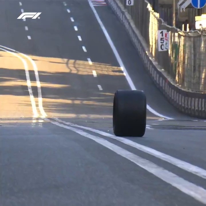 That time Yuki's tyre made a break for freedom 😮 #F1 #AzerbaijanGP