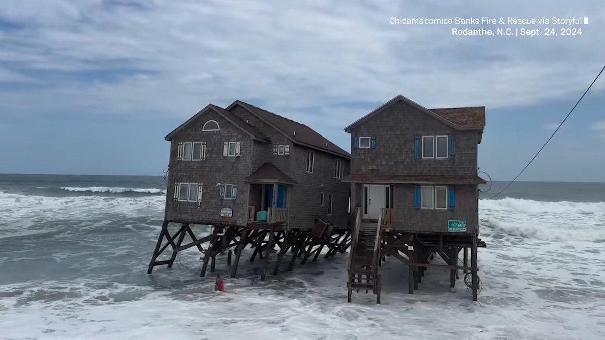 Erosion, rising seas and churning storms have caused the collapse of a dozen homes along a stretch of the Outer Banks in North Carolina over the past five years. The latest incident came Tuesday, when an unoccupied, two-story, wood-shingled home crumbled into the surf.