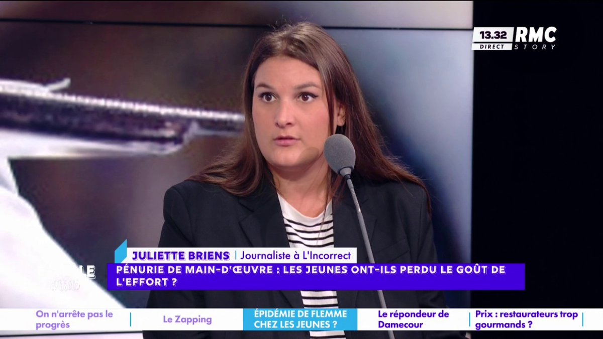 👨 Pénurie de main-d’œuvre/jeunes 🎙️ Juliette Briens : "Il y a trop de jeunes qui glandent ! Il faut les remettre au travail. Il y en a trop qui ne font rien sur les bancs de la fac pour avoir un diplôme qui ne leur servira à rien." #EstelleMidi