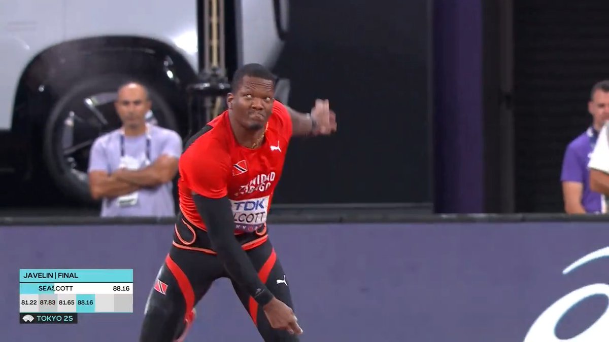 【東京世界陸上】 ▶️男子やり投 決勝 🏆世界陸上初制覇🏆 🥇🇹🇹ウォルコット 選手 88m16(今季ベスト) 🥇2度の世界陸上🥇 🥈🇬🇩ピータース選手 87m38 👑全米王者👑 🥉🇺🇸トンプソン 選手 86m67 📺TBS系 生中継 ⚡️TVerでは放送同時 &amp; 全49種目LIVE配信⚡