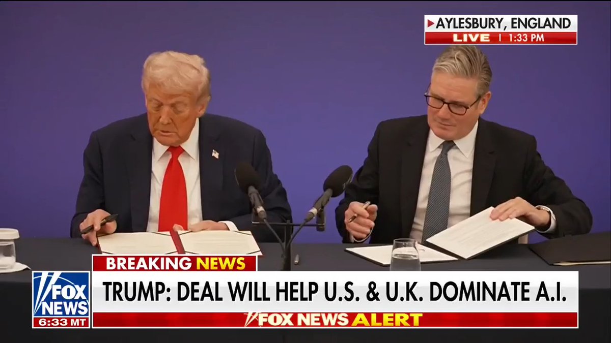 BREAKING: President Trump and UK Prime Minister Keir Starmer seal a major AI agreement to secure global dominance for both countries.