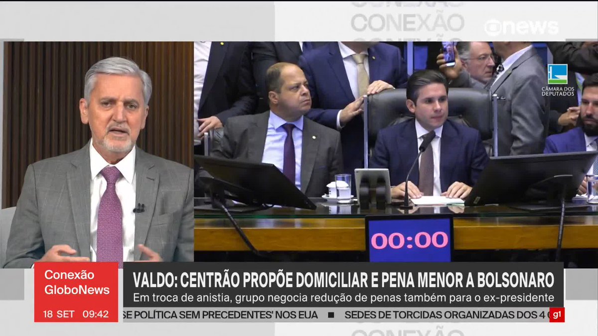.Valdo Cruz: Centrão propõe prisão domiciliar e redução de pena para Jair Bolsonaro no lugar de anistia. #ConexãoGloboNews ➡️ Assista à #GloboNews: