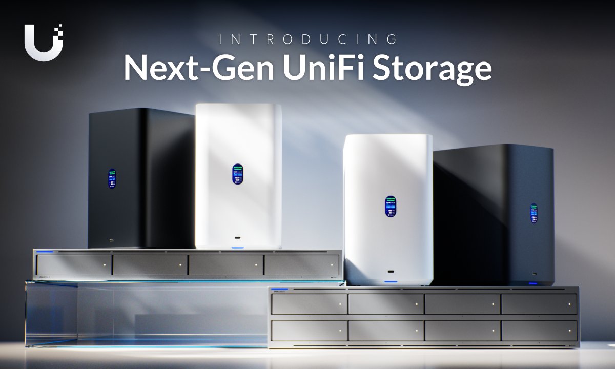 Explore Next-Gen UniFi Storage: 🔹UNAS 2 &amp; 4: Compact 2.5G storage solutions with PoE-powered single-cable simplicity. 🔹UNAS Pro 4 &amp; 8: Rack-mounted NAS with multiple 10G interfaces, MC-LAG support, dual M.2 NVMe caching, and more.