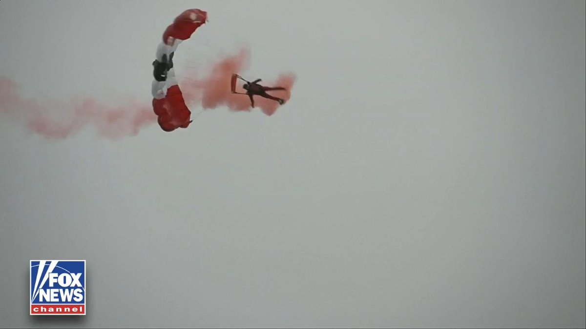 NOW: President Trump and first lady Melania Trump join UK PM Keir Starmer and Lady Victoria Starmer for a Parachute Regiment Demonstration at Chequers.