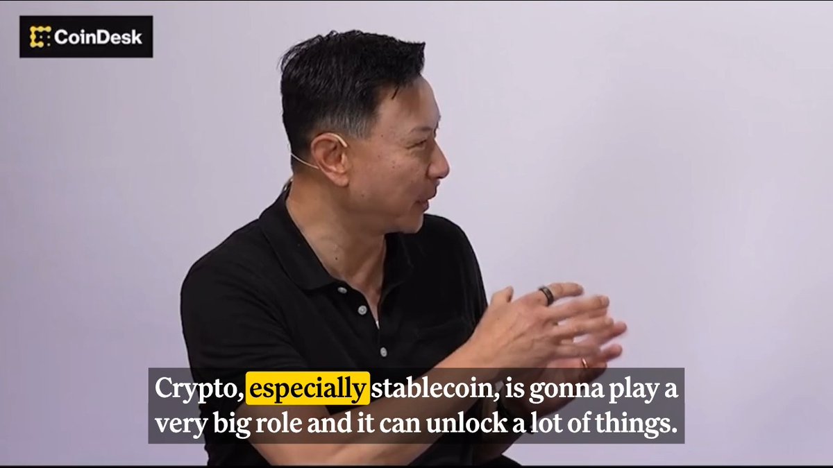 🚨 NEW: MoneyGram CEO Anthony Soohoo at Meridian 2025 by Stellar proclaims “crypto, especially stablecoins, is going to play a very big role … unlocking access to finance for the unbanked and underserved.” MoneyGram launched its own stablecoin earlier this week, furthering its push into crypto.