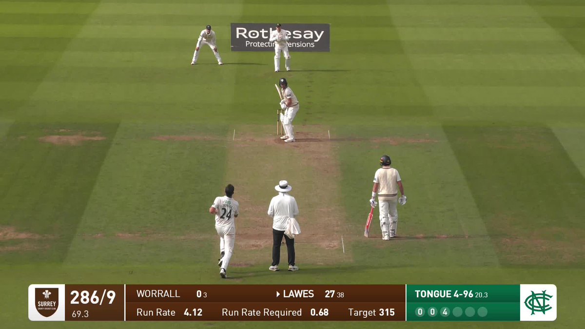 NOTTINGHAMSHIRE WIN AT THE KIA OVAL! Josh Tongue takes his fifth wicket of the innings and moves Nottinghamshire 15 points clear at the top.