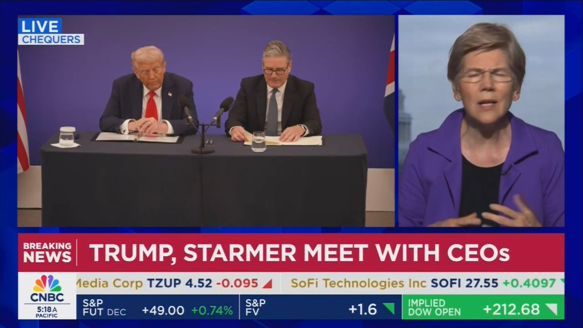 Sen. Warren: A year ago, Trump was saying he would lower costs on day one. And where are we? The cost of groceries is up. The cost of utilities is up. The cost of real estate is up. The cost of health care is up. And what's been the response of the Trump administration? The big signature achievement has been that the Republicans and Trump have cut health care from 15 million Americans