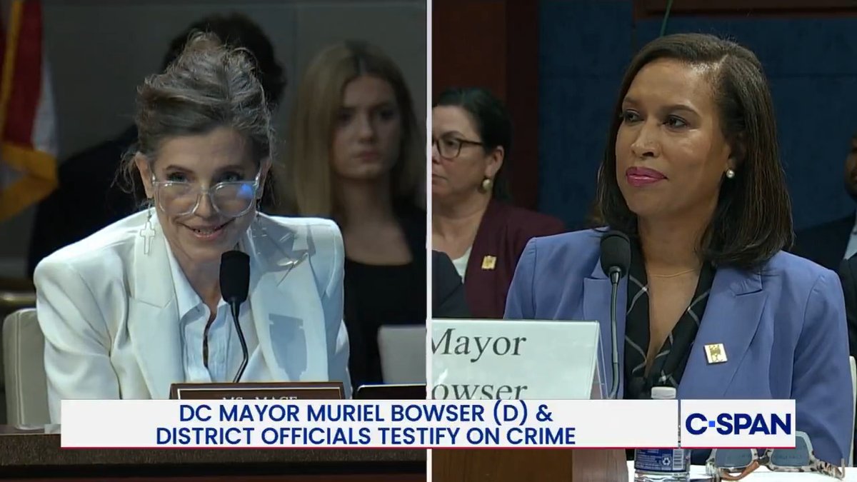 .Rep. Nancy Mace: "One thing we noticed the DC code struggles to define is the term 'woman.' Mayor Bowser, what is a woman?" Washington DC Mayor Muriel Bowser: "I'm a woman. Are you a woman?" Mace: "A hundred percent." Bowser: "I'm a woman. You're looking at one."