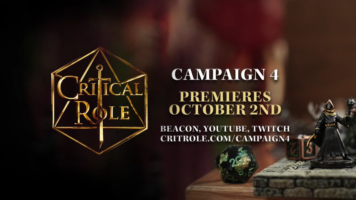 THE CAMPAIGN 4 TRAILER IS HERE ⚔️ 🧭 🪶 Join us this October 2nd as Game Master Brennan Lee Mulligan weaves a far-reaching tale of disparate souls connecting across the fractured world of Aramán, drawn together by the execution of the enigmatic Thjazi Fang and compelled to uncover the secrets behind his sudden, grim fate... LEARN MORE ABOUT CAMPAIGN 4 ⬇️ WATCH THE CAMPAIGN 4 TRAILER ON YOUTUBE ⬇️