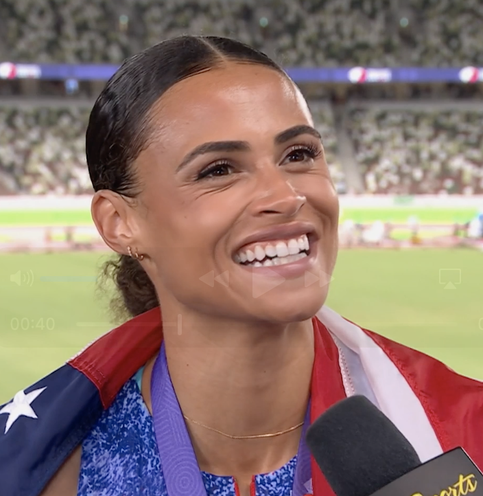 After another sensational record-setting performance, Sydney McLaughlin-Levrone thanks God and her support system. 👏 #WorldAthleticsChamps