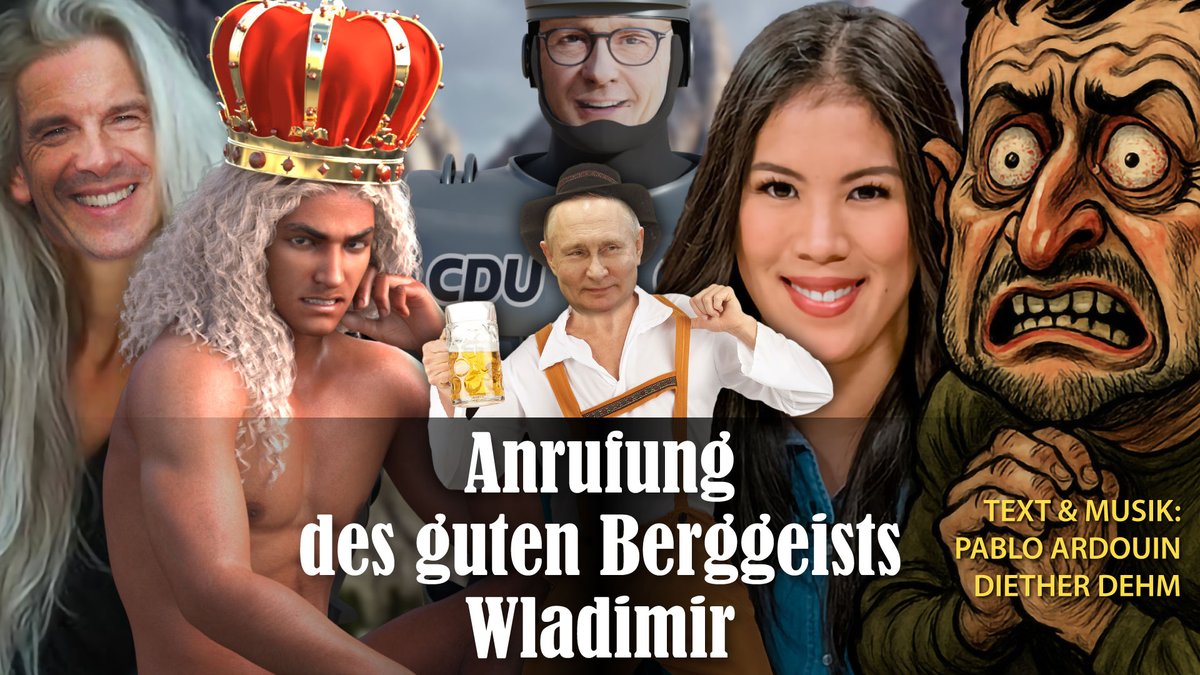 Nachdem Diether Dehm in „#ARD-Monitor“ soeben als russischer Agent überführt worden ist, hat er sich für den von der #CDU prophezeiten Fall des Einmarschs der russischen Armee in Berlin schon einmal gewappnet. Dafür hat er sich mit dem chilenischen Liedermacher Pablo Ardouin zusammen getan, der seine Heimat wegen #Pinochet's Putsch am 11. September 1973 einst verlassen musste. Also einem anderen, ebenfalls als "gesichert rechtsextrem" Geframten. Auch, um sich den russischen Invasoren als Willkommens-Komitee anzudienen, haben die beiden schon mal Folklore für #VladimirPutin's neue Heimat entworfen. Viel Spaß!
