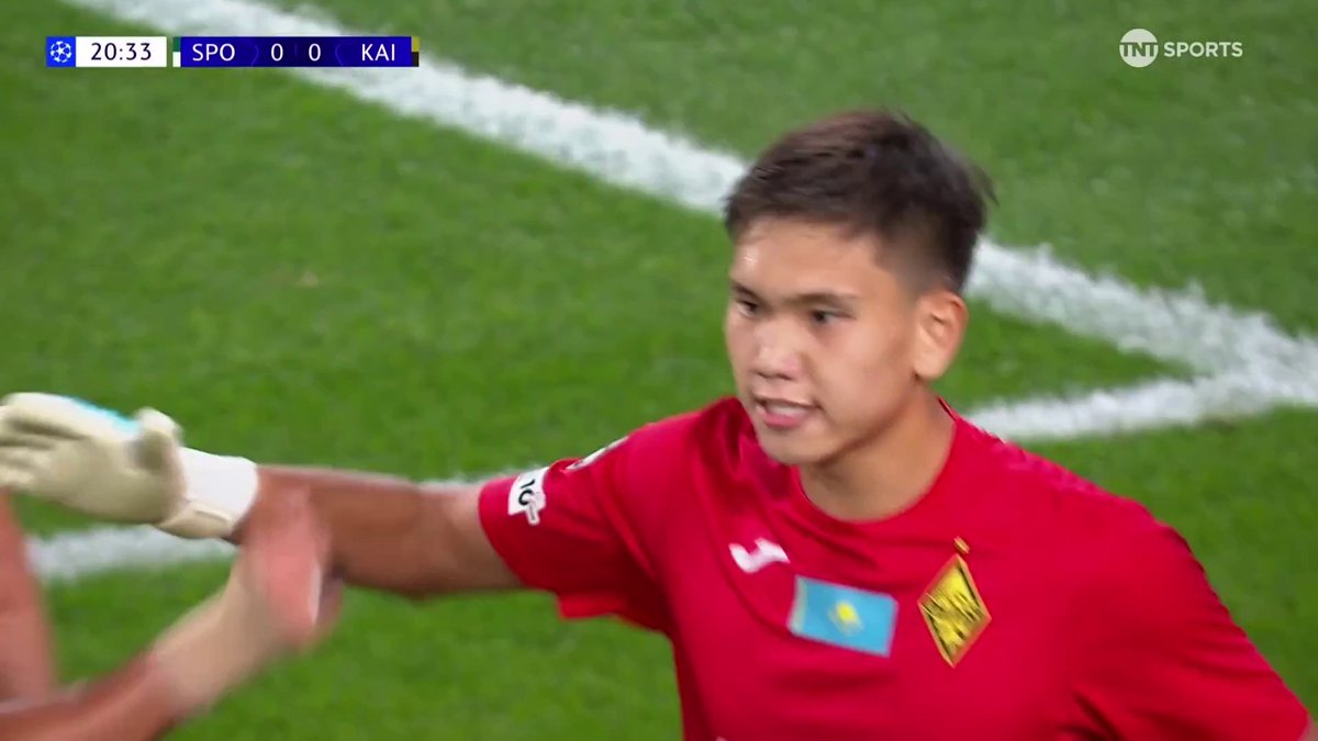 What a moment for Sherkhan Kalmurza 🙌 The 18-year-old saves a penalty on his Champions League debut 🧤 📺 TNT Sports &amp; discovery+ UK