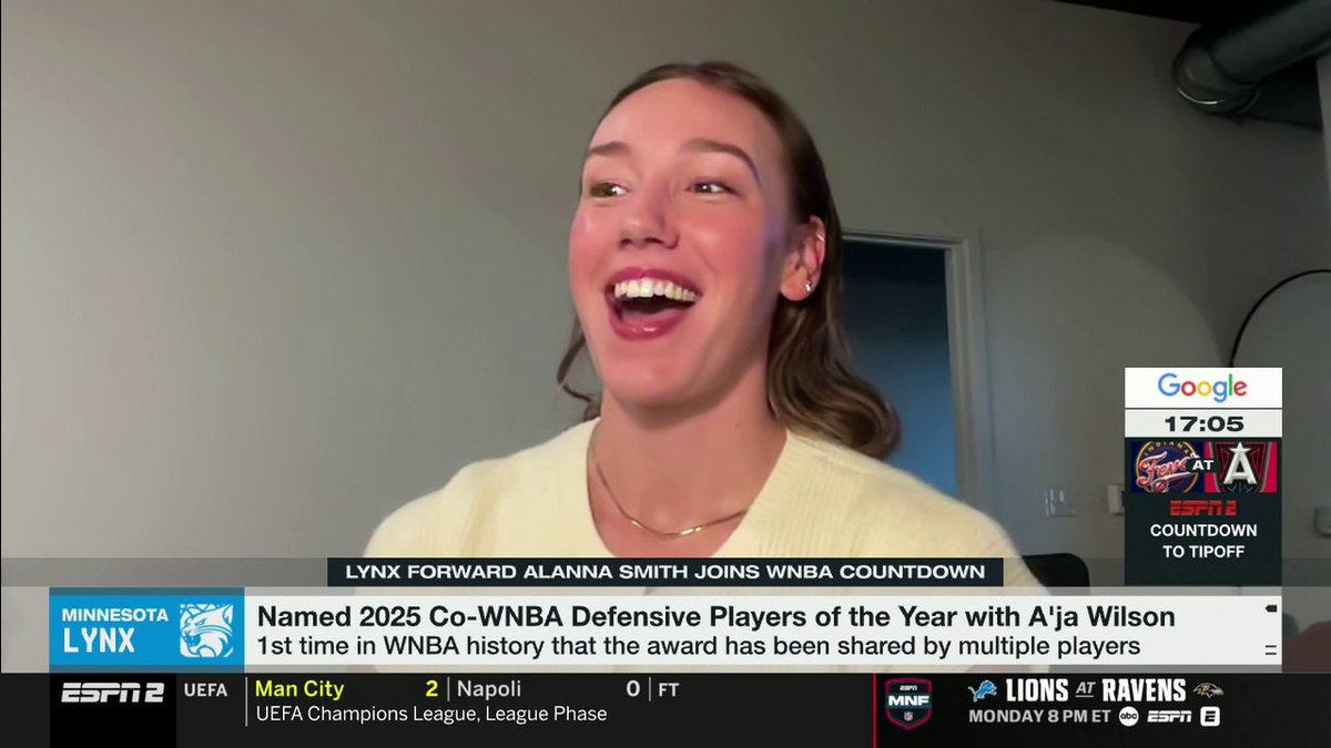 "I'm so proud of myself [and] I'm proud of A'ja for being able to continue to do what she's been doing." Alanna Smith shares how it felt to be named Co-Defensive Player of the Year alongside A’ja Wilson 👏