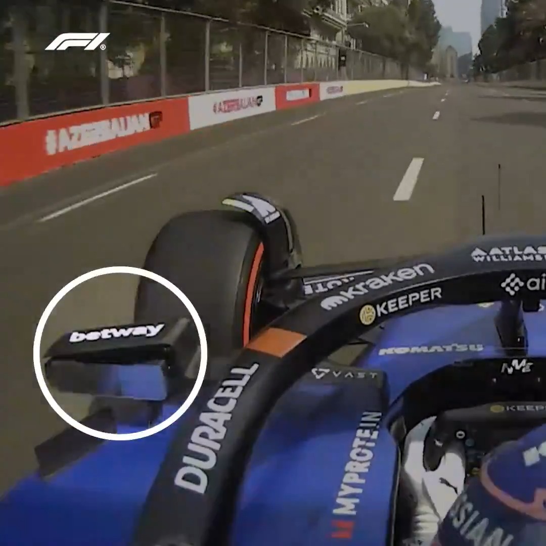 Watch the circle 👀 Alex Albon's mirror flies off during FP1 😯 #F1 #AzerbaijanGP