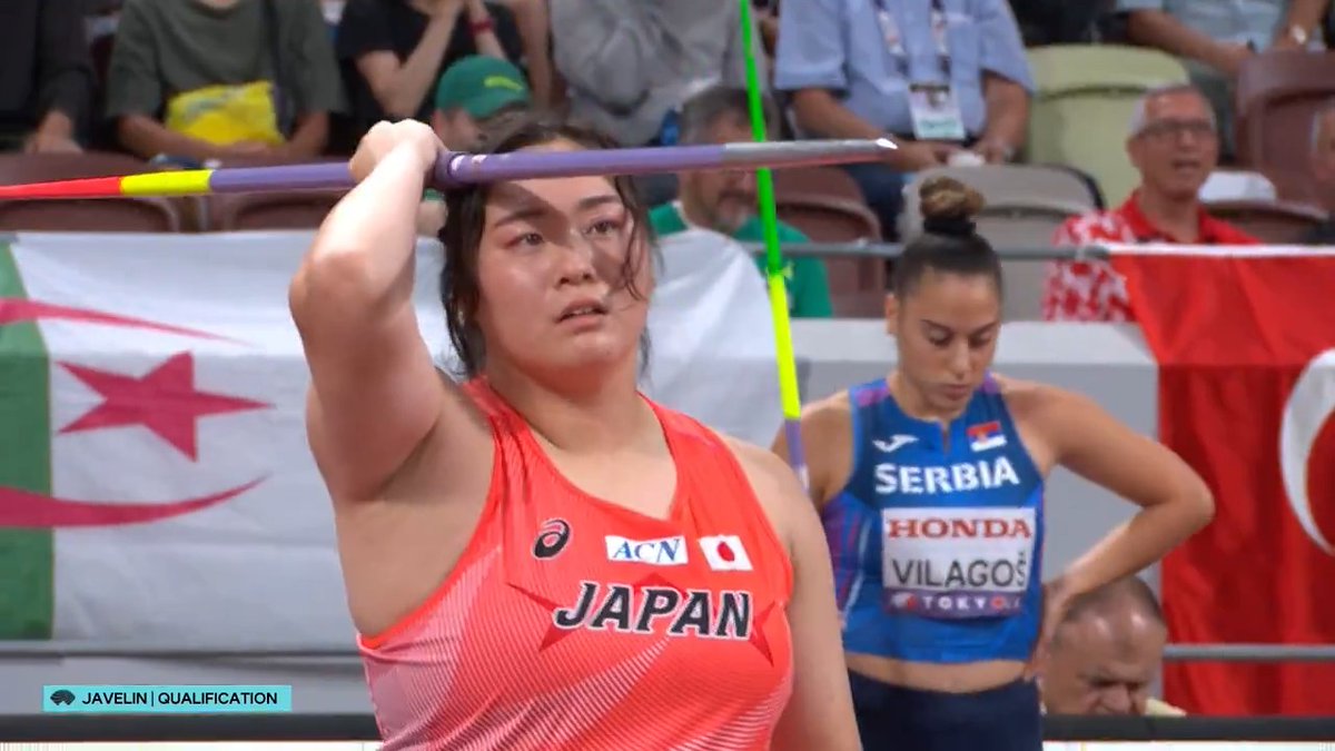 【#東京世界陸上】 ✅女子やり投 予選A '23世界陸上🥇パリ五輪🥇 🇯🇵#北口榛花 1回目の投擲 60m31 注目の女子やり投 予選！！！！！ いよいよ始まりました🔥🔥 女子史上初の連覇へ‼️ 📺TBS系 生中継 ⚡️TVerでは放送同時 &amp; 全49種目LIVE配信⚡